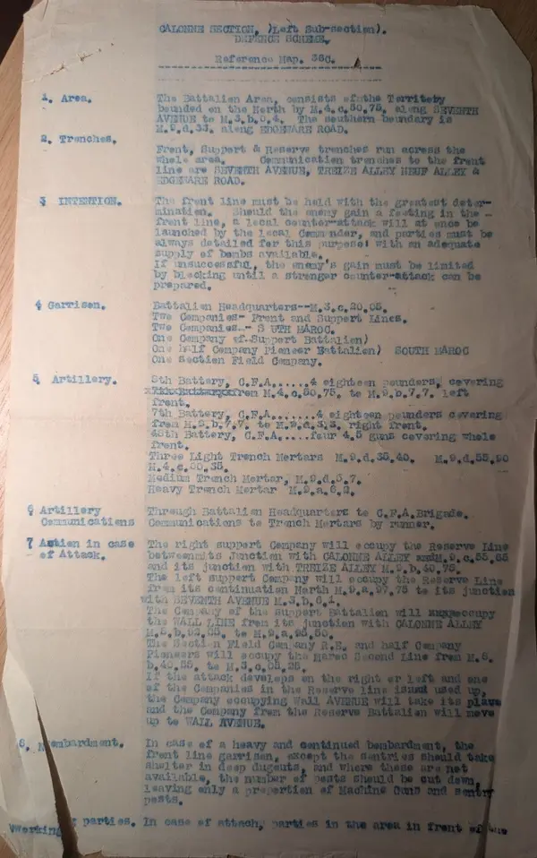 Spirit-duplicated defence scheme for the Calonne Section, left sub-section