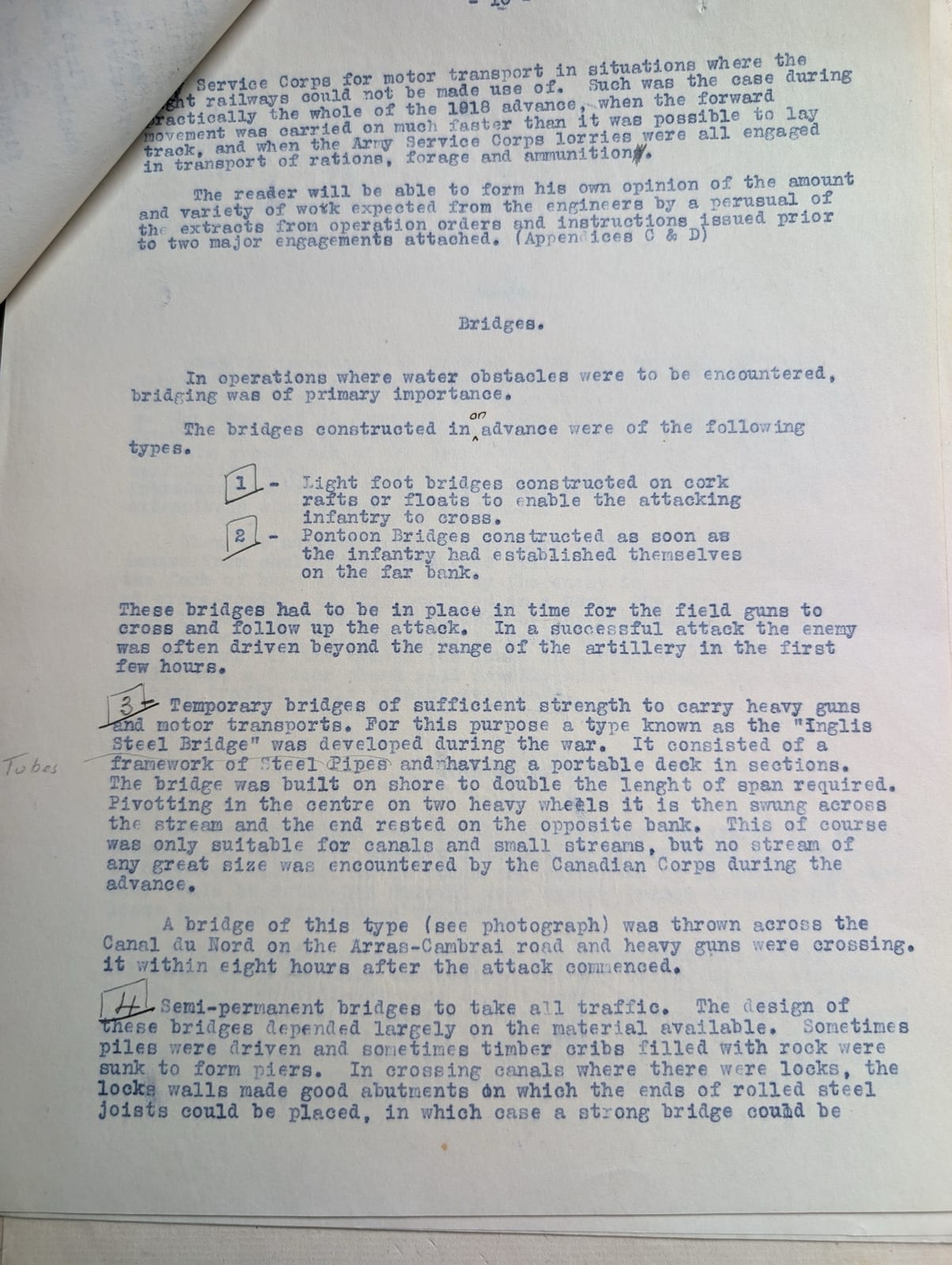 Page 10: bridging in the 1918 advance
