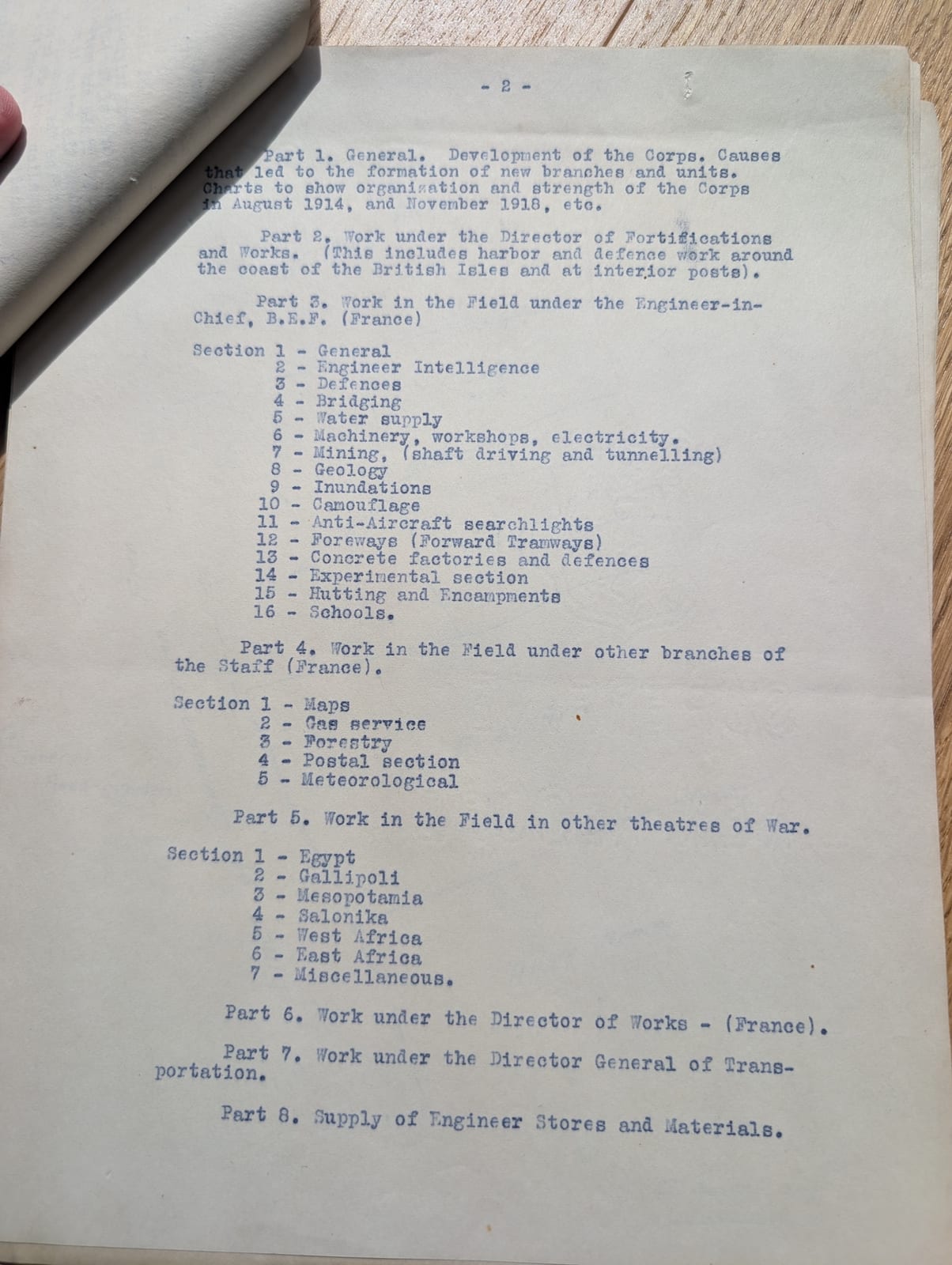 Page 2: the Royal Engineers official-history synopsis