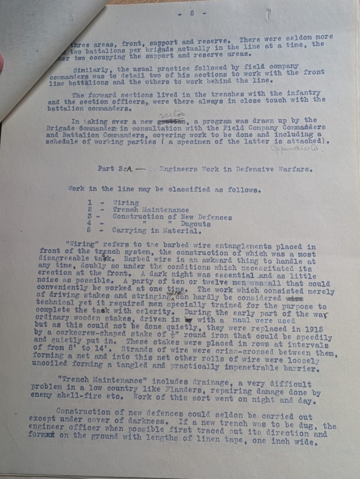 Page 5: Part 3-A, Engineers Work in Defensive Warfare