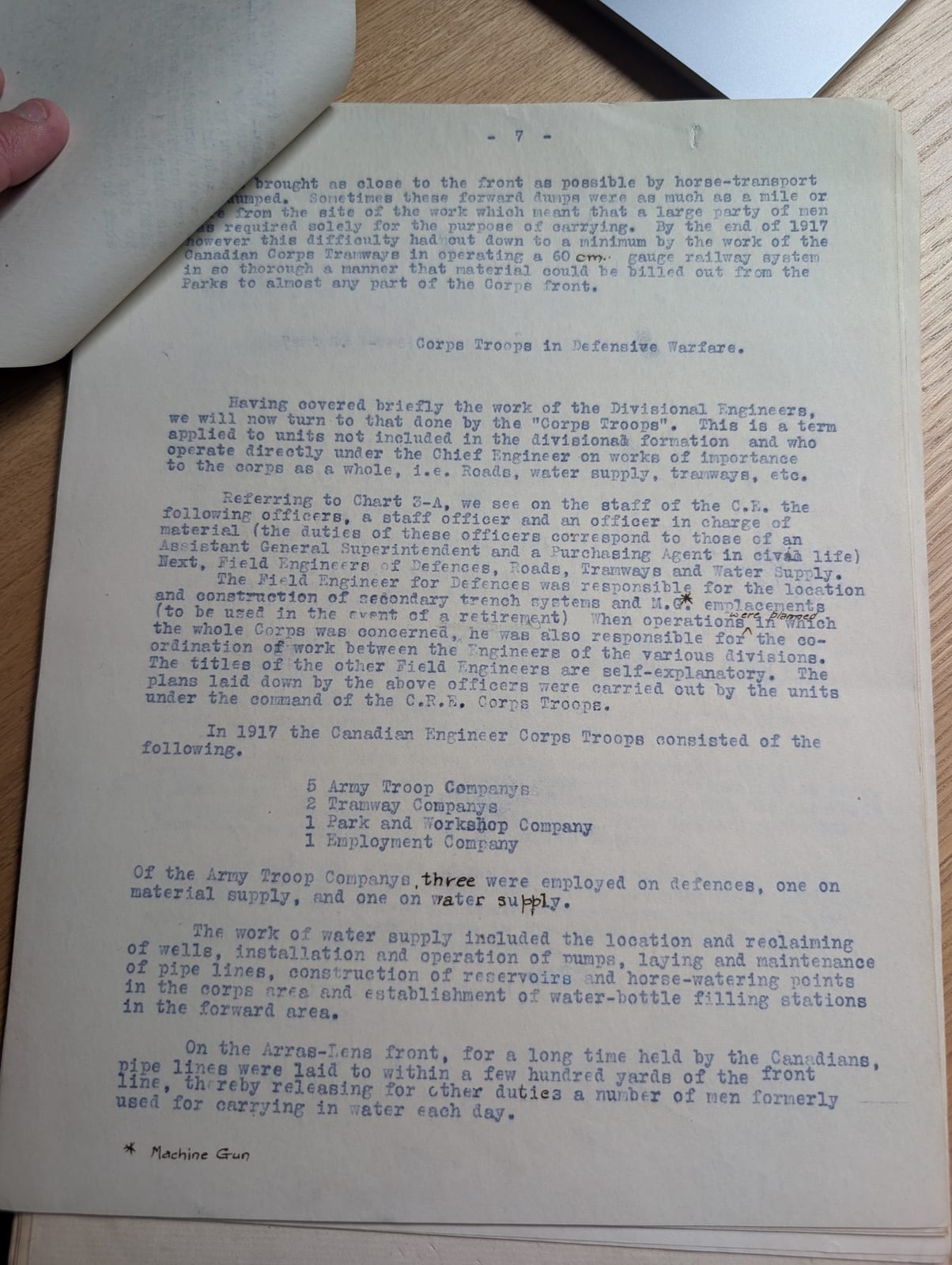 Page 7: the Corps Troops and their work