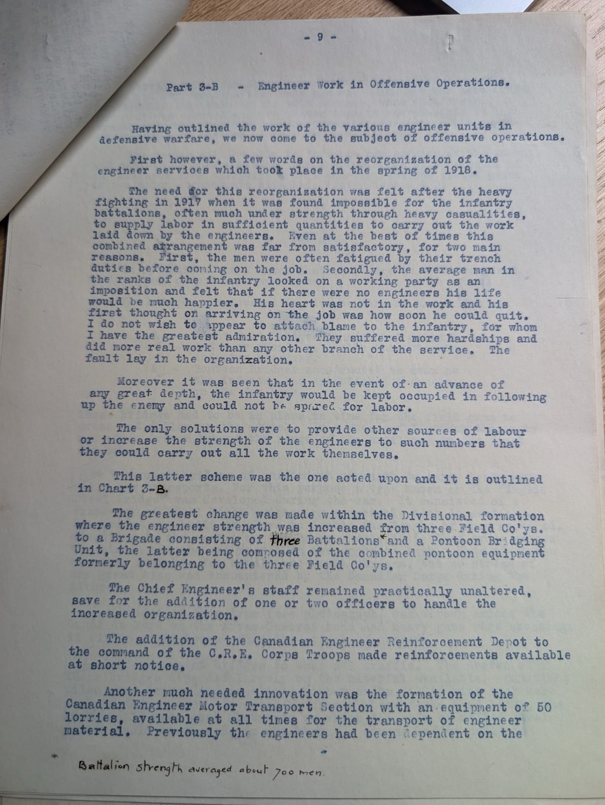 Page 9: Robertson’s reflection on the 1918 reorganization