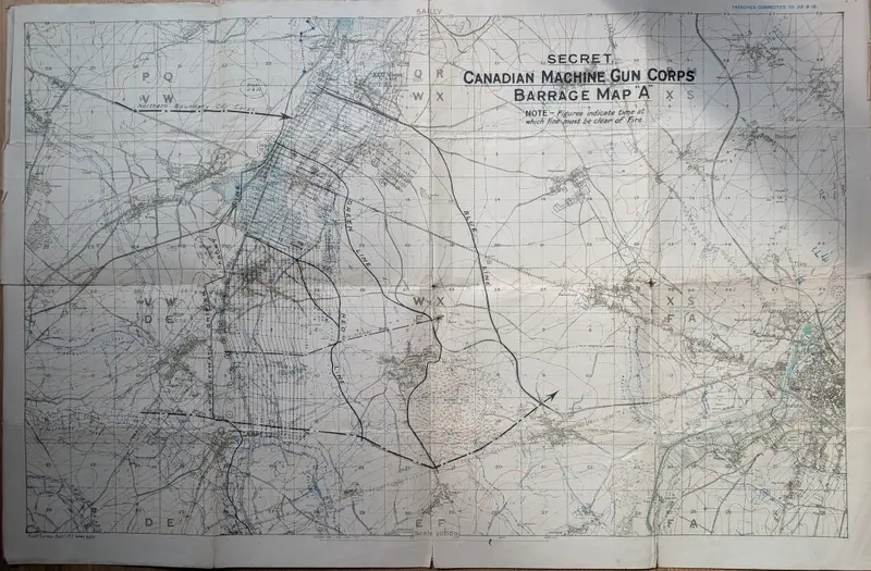 Canadian Machine Gun Corps Barrage Map A, September 1918