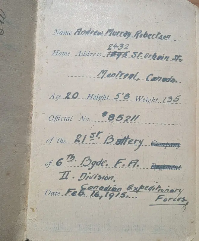 First Page of the 1915 Diary