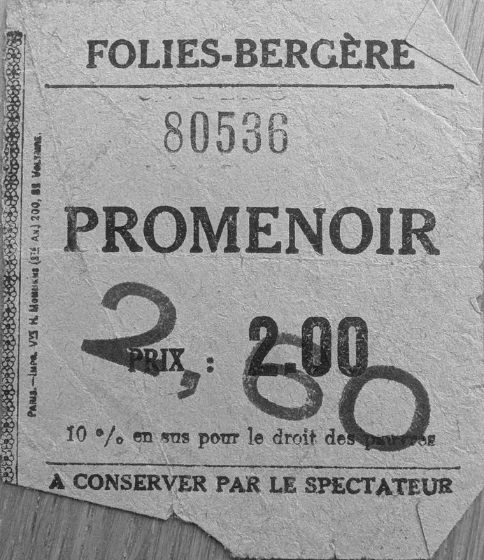 Folies-Bergère promenade ticket, Paris