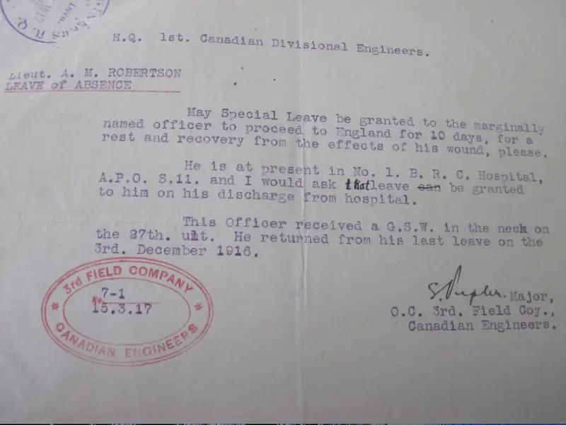 Leave Request, March 1917