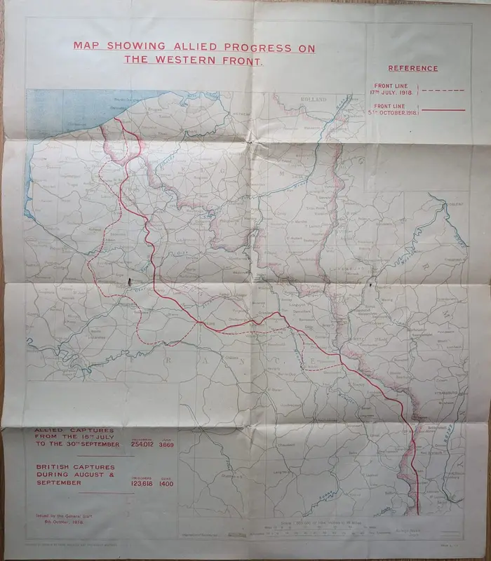 Map showing Allied progress on the Western Front, October 1918