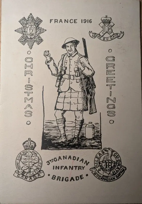 Front of a plain 1916 Christmas card