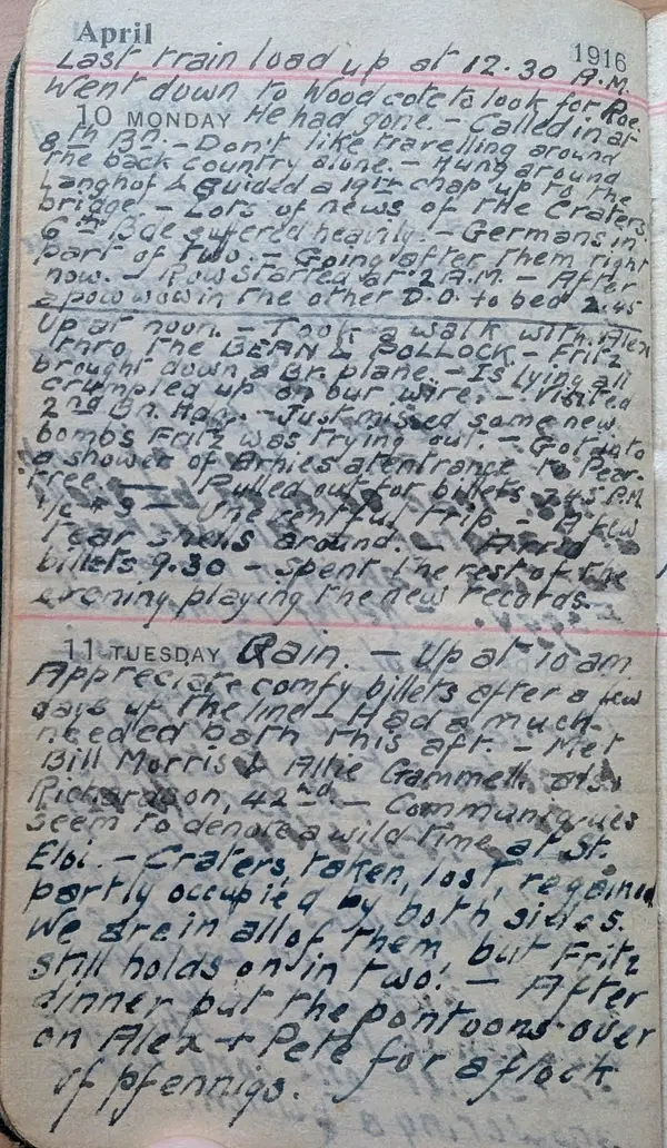 Diary scan, April 10, 1916 (Monday)