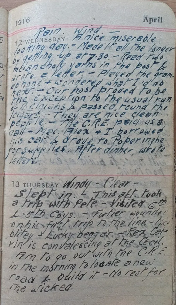 Diary scan, April 12, 1916 (Wednesday)
