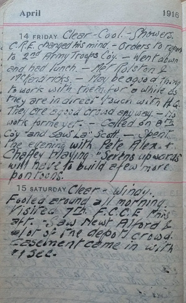 Diary scan, April 14, 1916 (Friday)