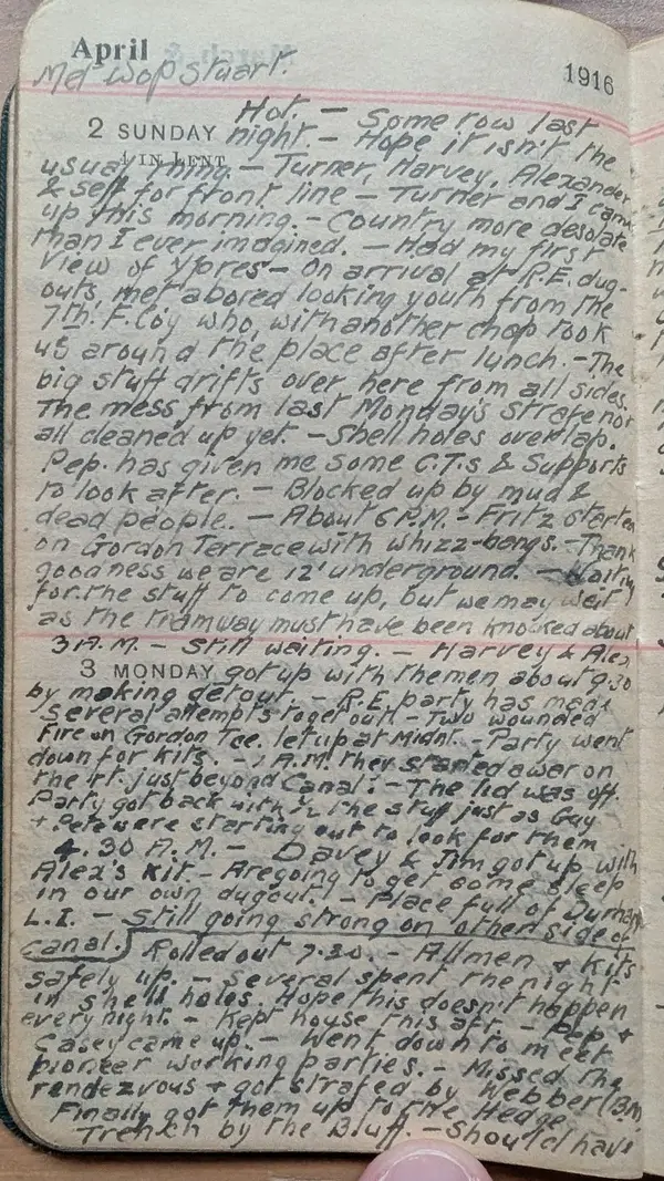Diary scan, April 2, 1916 (Sunday)