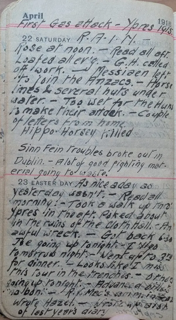 Diary scan, April 22, 1916 (Saturday)