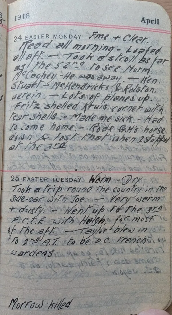 Diary scan, April 24, 1916 (Monday)