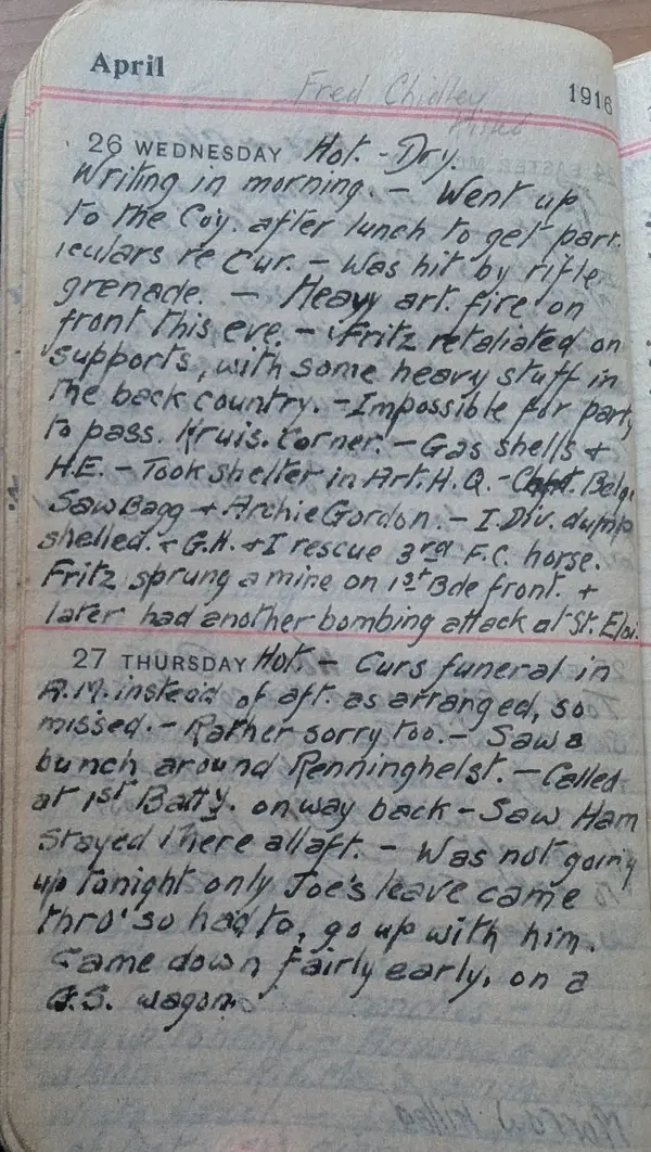 Diary scan, April 26, 1916 (Wednesday)