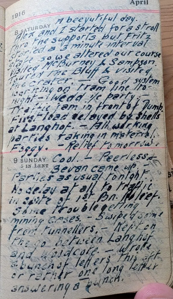 Diary scan, April 8, 1916 (Saturday)