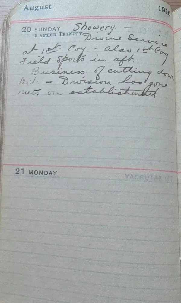 Diary scan, August 20, 1916 (Sunday)