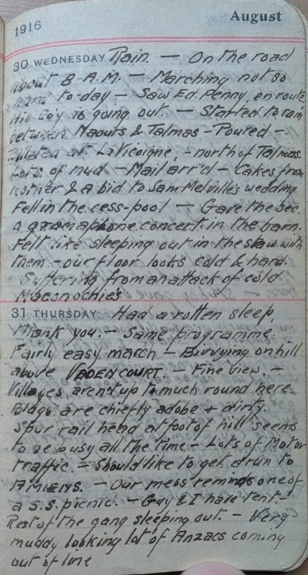 Diary scan, August 30, 1916 (Wednesday)