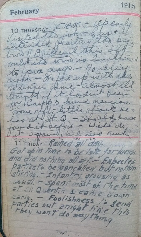Diary scan, February 10, 1916 (Thursday)