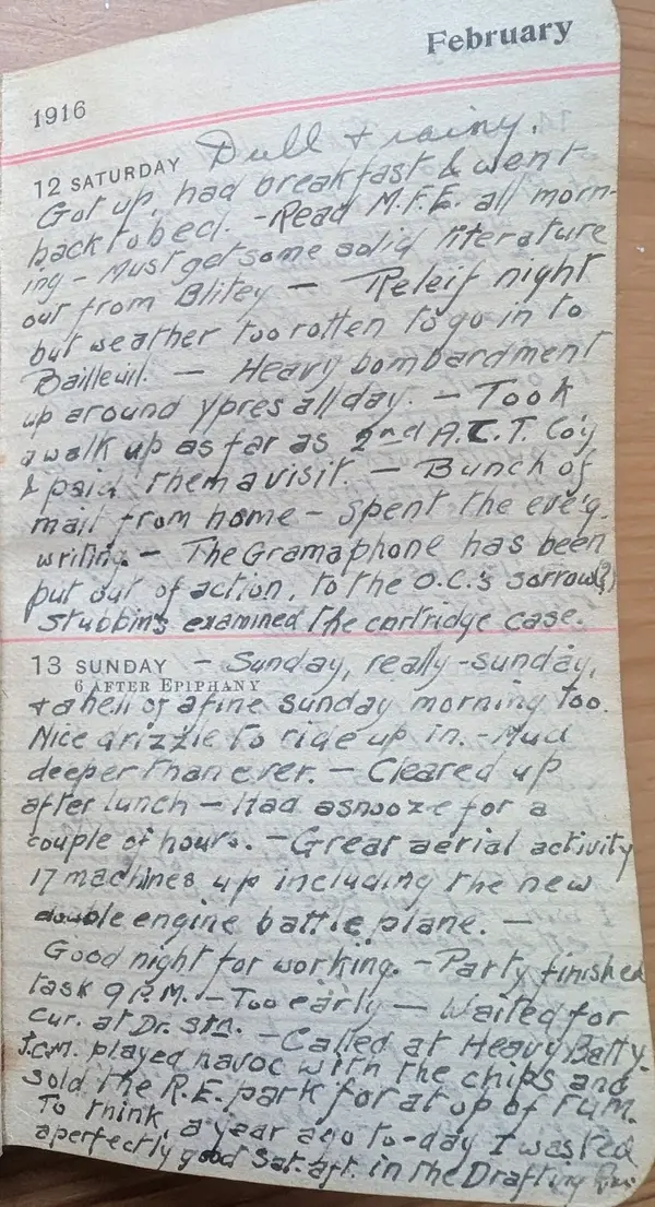 Diary scan, February 12, 1916 (Saturday)