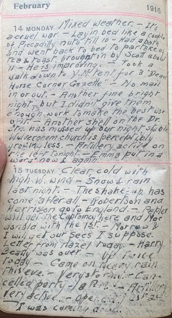 Diary scan, February 14, 1916 (Monday)