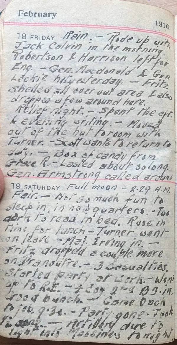 Diary scan, February 18, 1916 (Friday)