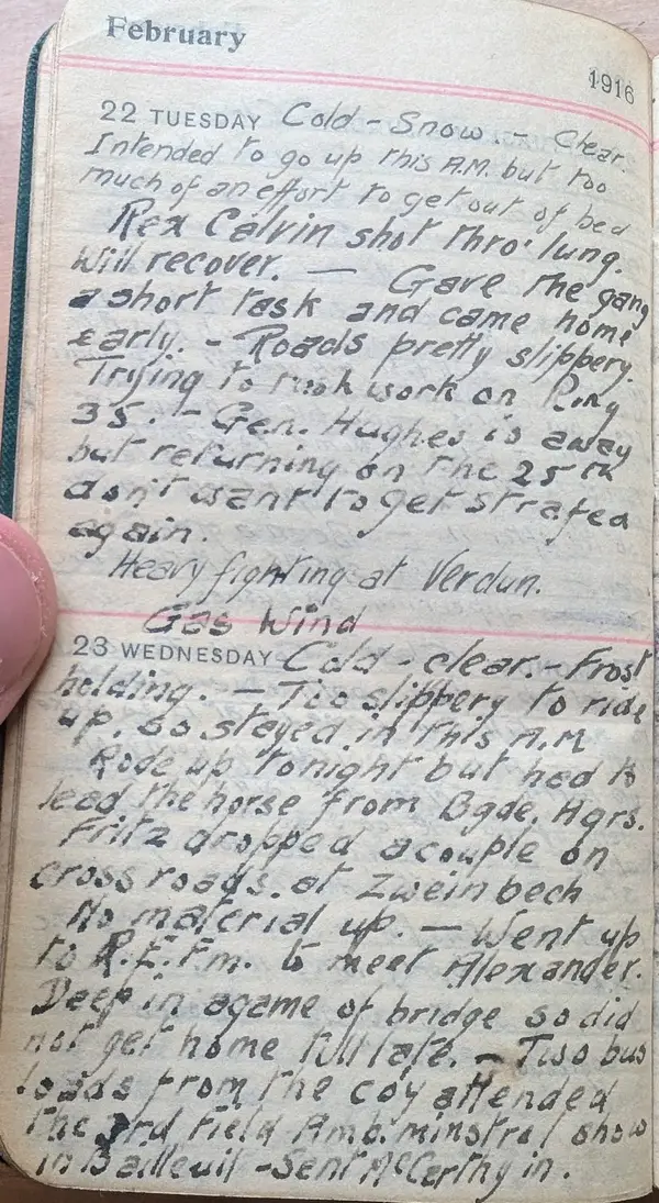 Diary scan, February 22, 1916 (Tuesday)