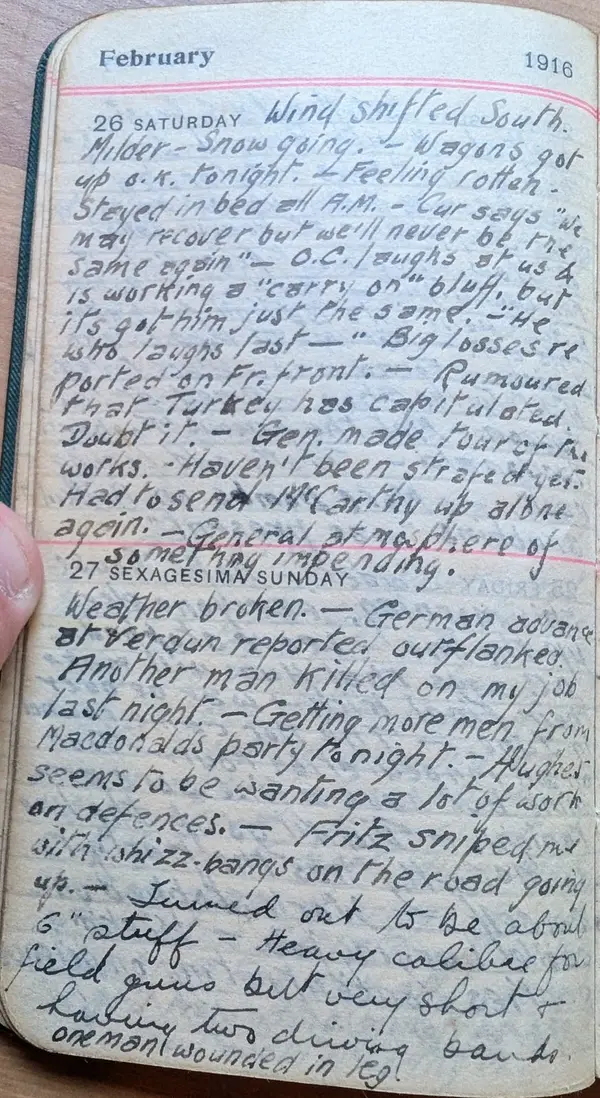 Diary scan, February 26, 1916 (Saturday)