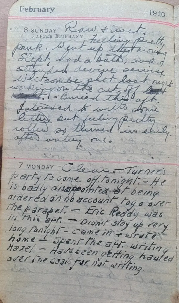 Diary scan, February 6, 1916 (Sunday)