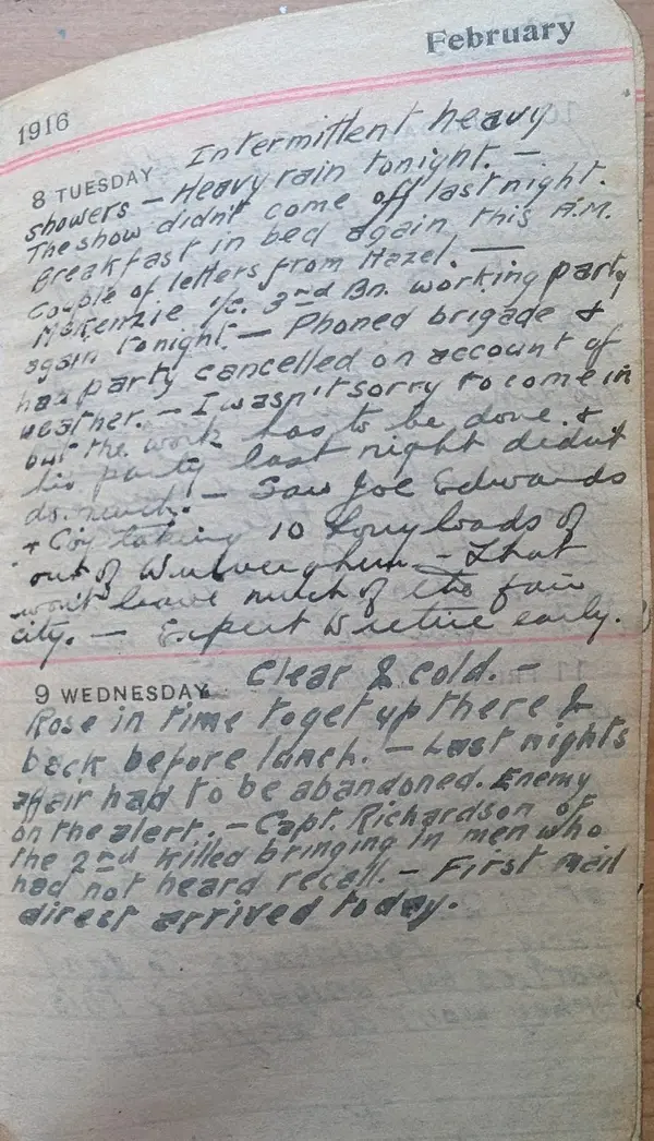 Diary scan, February 8, 1916 (Tuesday)