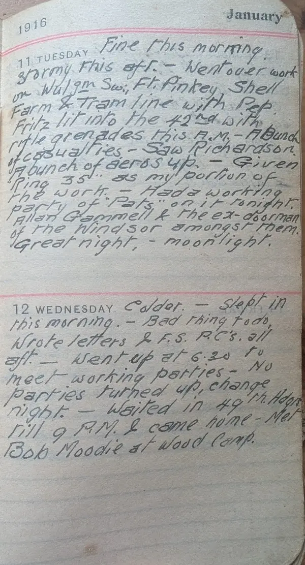 Diary scan, January 11, 1916 (Tuesday)