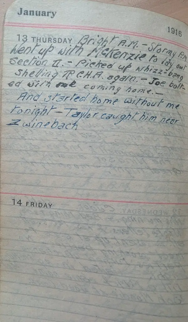 Diary scan, January 13, 1916 (Thursday)