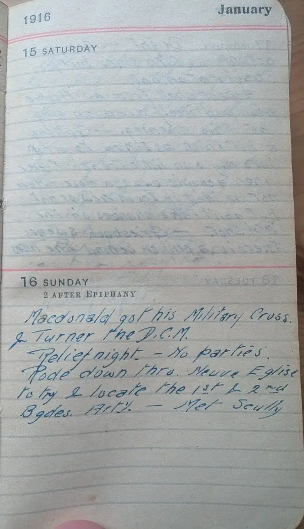 Diary scan, January 16, 1916 (Sunday)