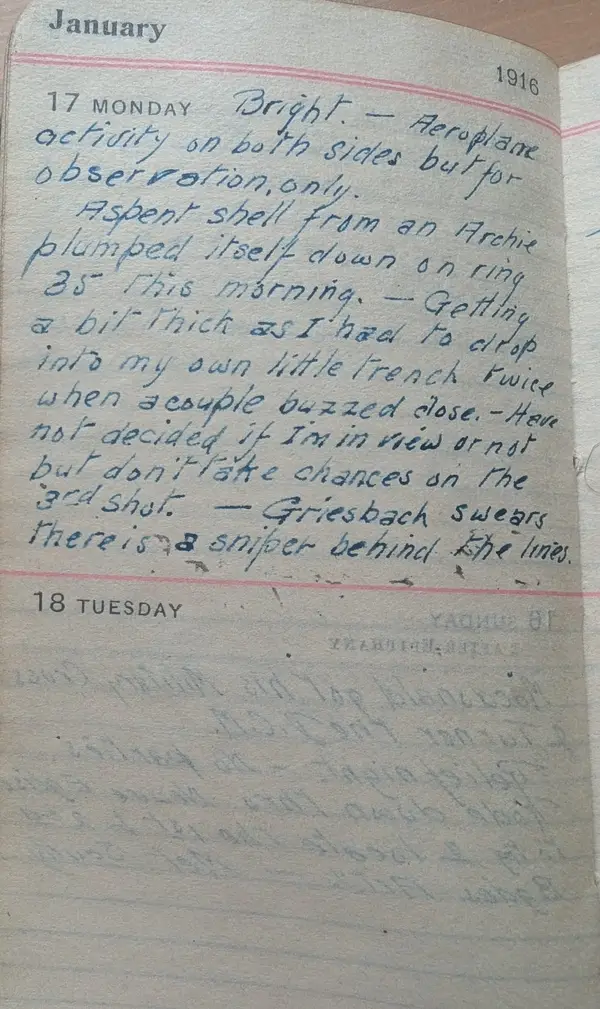 Diary scan, January 17, 1916 (Monday)