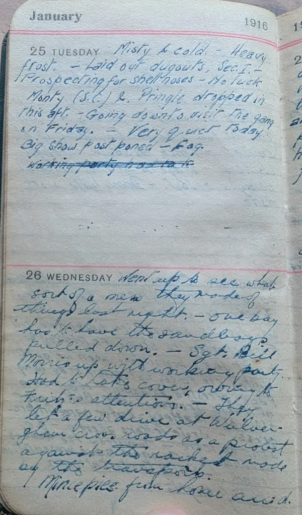 Diary scan, January 25, 1916 (Tuesday)