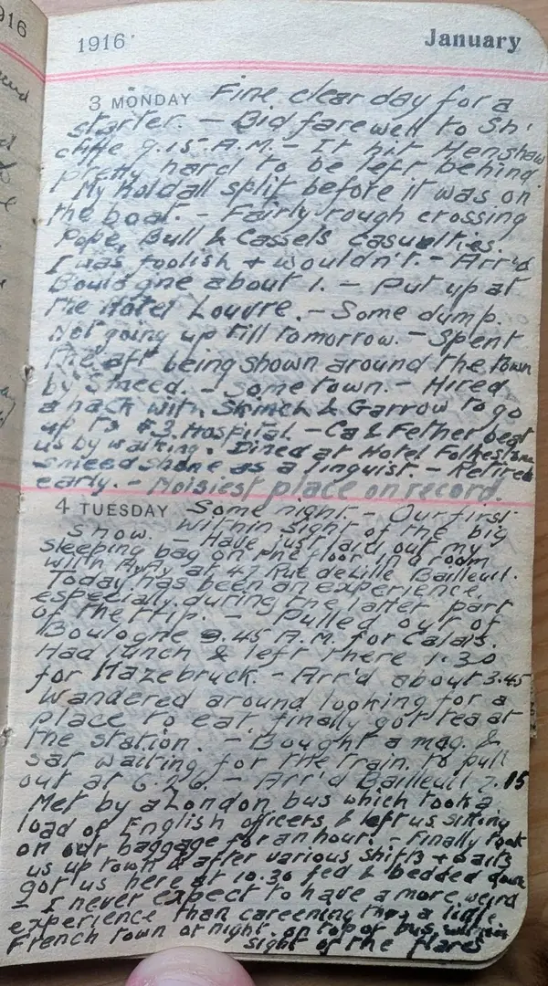 Diary scan, January 3, 1916 (Monday)