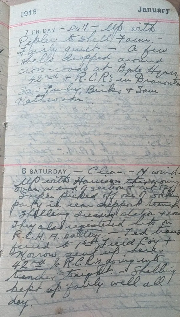 Diary scan, January 7, 1916 (Friday)