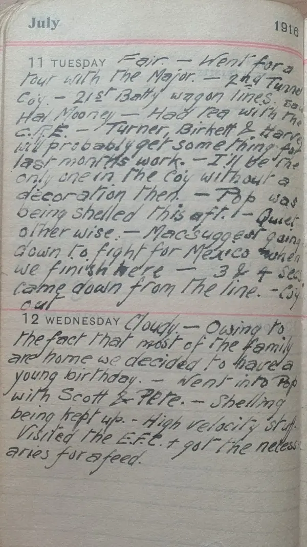 Diary scan, July 11, 1916 (Tuesday)