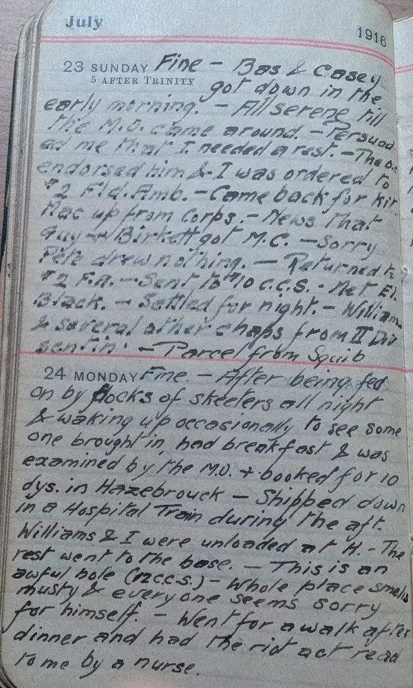 Diary scan, July 23, 1916 (Sunday)