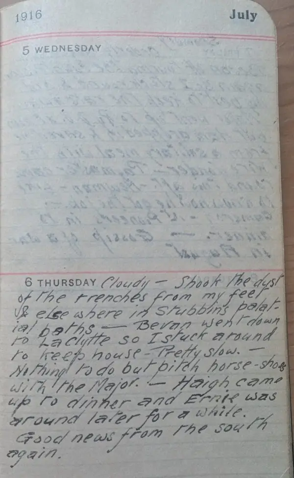 Diary scan, July 6, 1916 (Thursday)