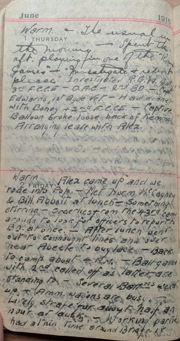 Diary scan, June 1, 1916 (Thursday)