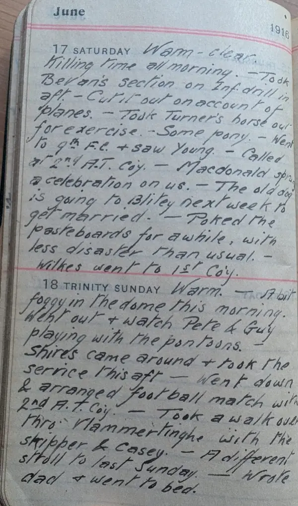Diary scan, June 17, 1916 (Saturday)