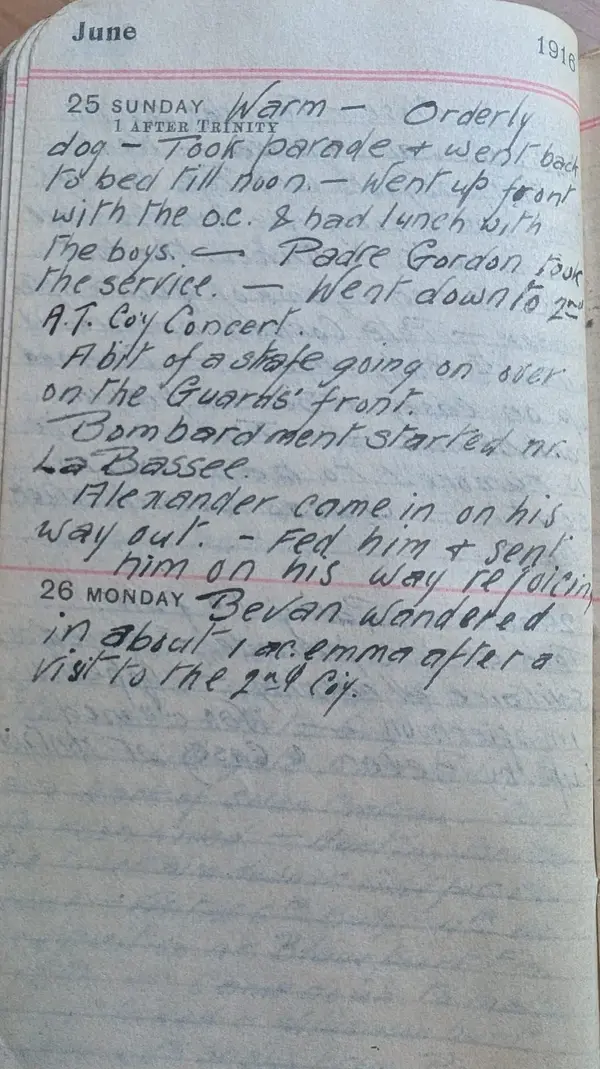 Diary scan, June 25, 1916 (Sunday)