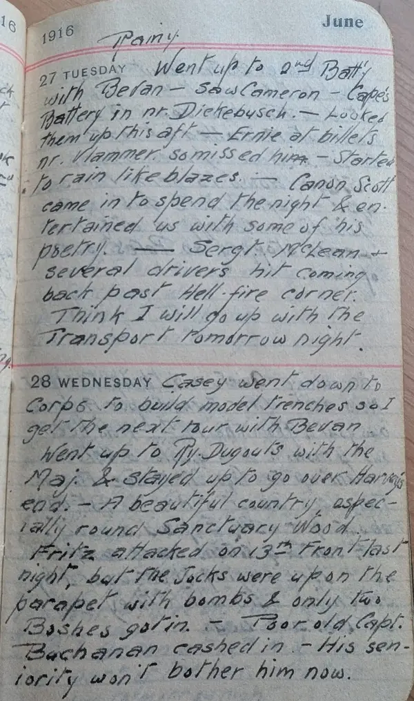 Diary scan, June 27, 1916 (Tuesday)