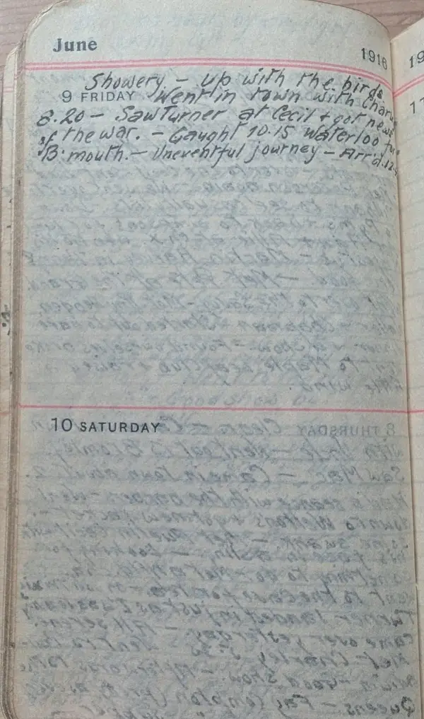 Diary scan, June 9, 1916 (Friday)
