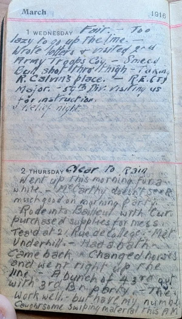Diary scan, March 1, 1916 (Wednesday)
