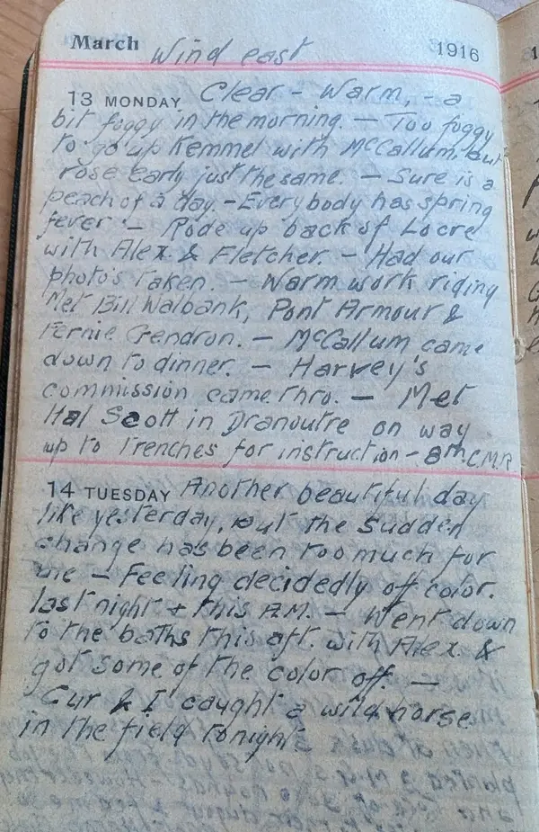 Diary scan, March 13, 1916 (Monday)