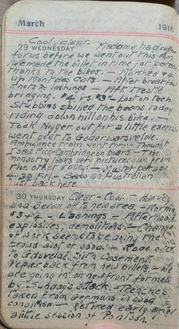 Diary scan, March 29, 1916 (Wednesday)
