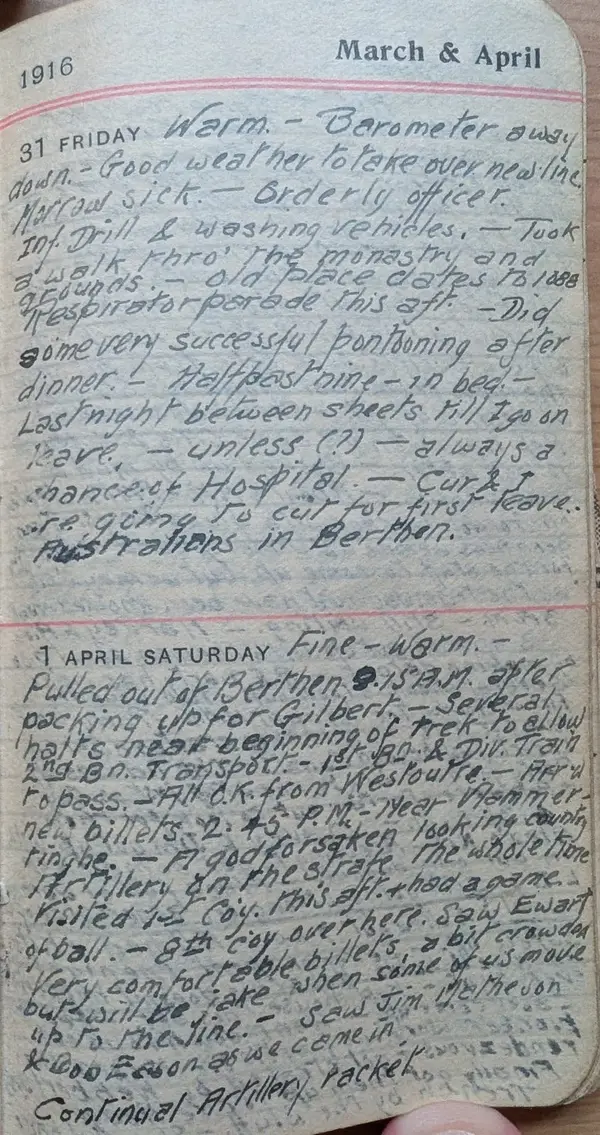 Diary scan, March 31, 1916 (Friday)