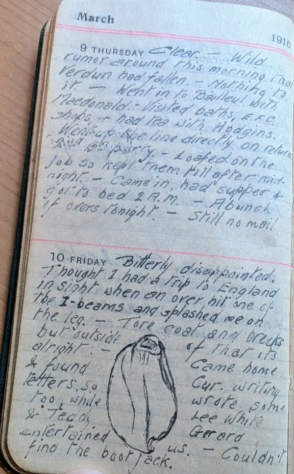Diary scan, March 9, 1916 (Thursday)